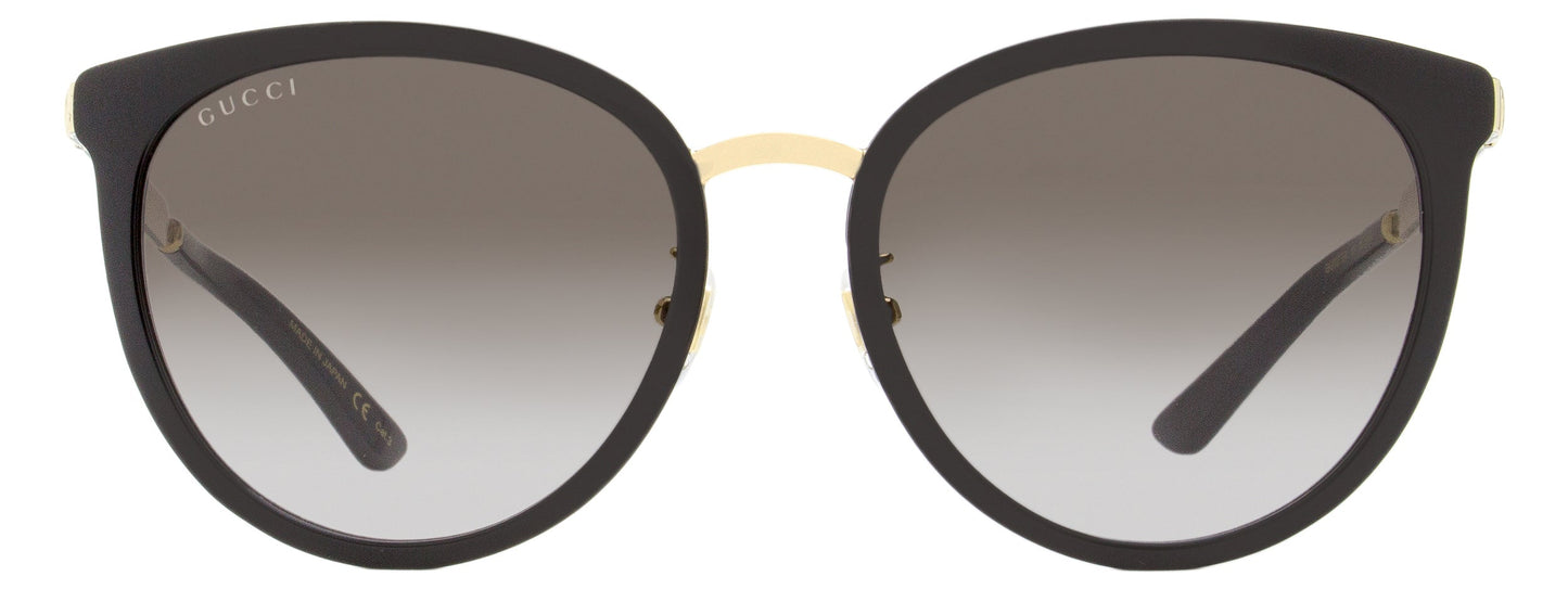 Gucci Women's Oval Sunglasses GG0077SK 001 Black/Gold 56mm