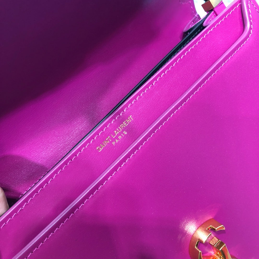 Yves Saint Laurent Cassandra Medium Chain Bag Dark Pink 8.7in/22cm