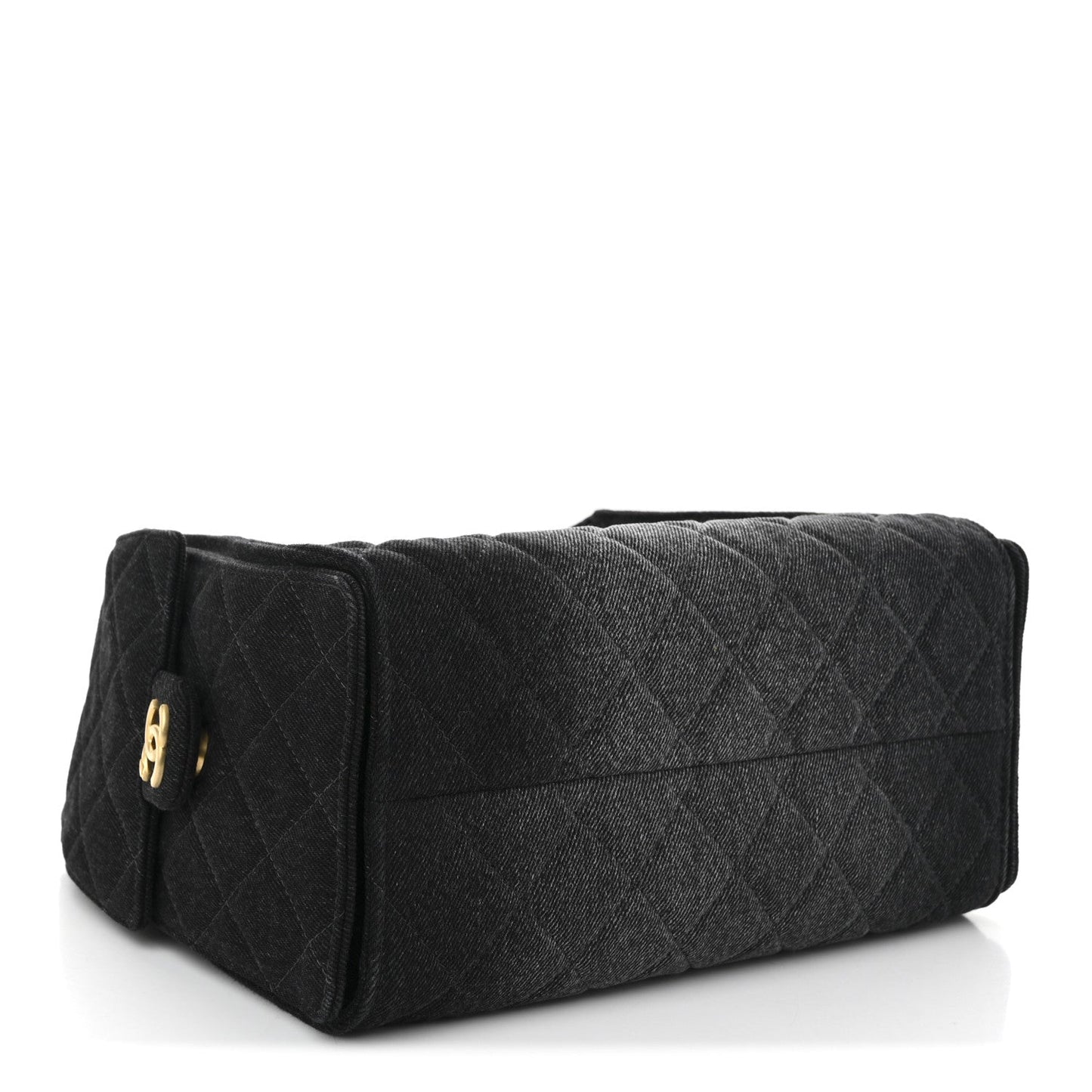 Washed Denim Quilted Small Chanel 25 Handbag Black