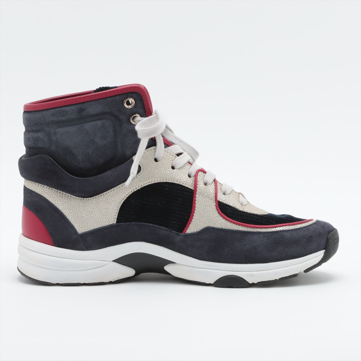 Chanel Coco Leather High-Cut Sneaker 37 1/2 Multicolor G34053