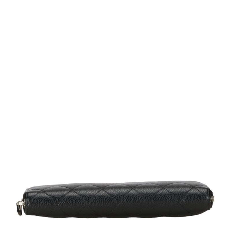 Chanel Coco Roundfather Long Wallet AP0242 Black Silver Caviar S CHANEL