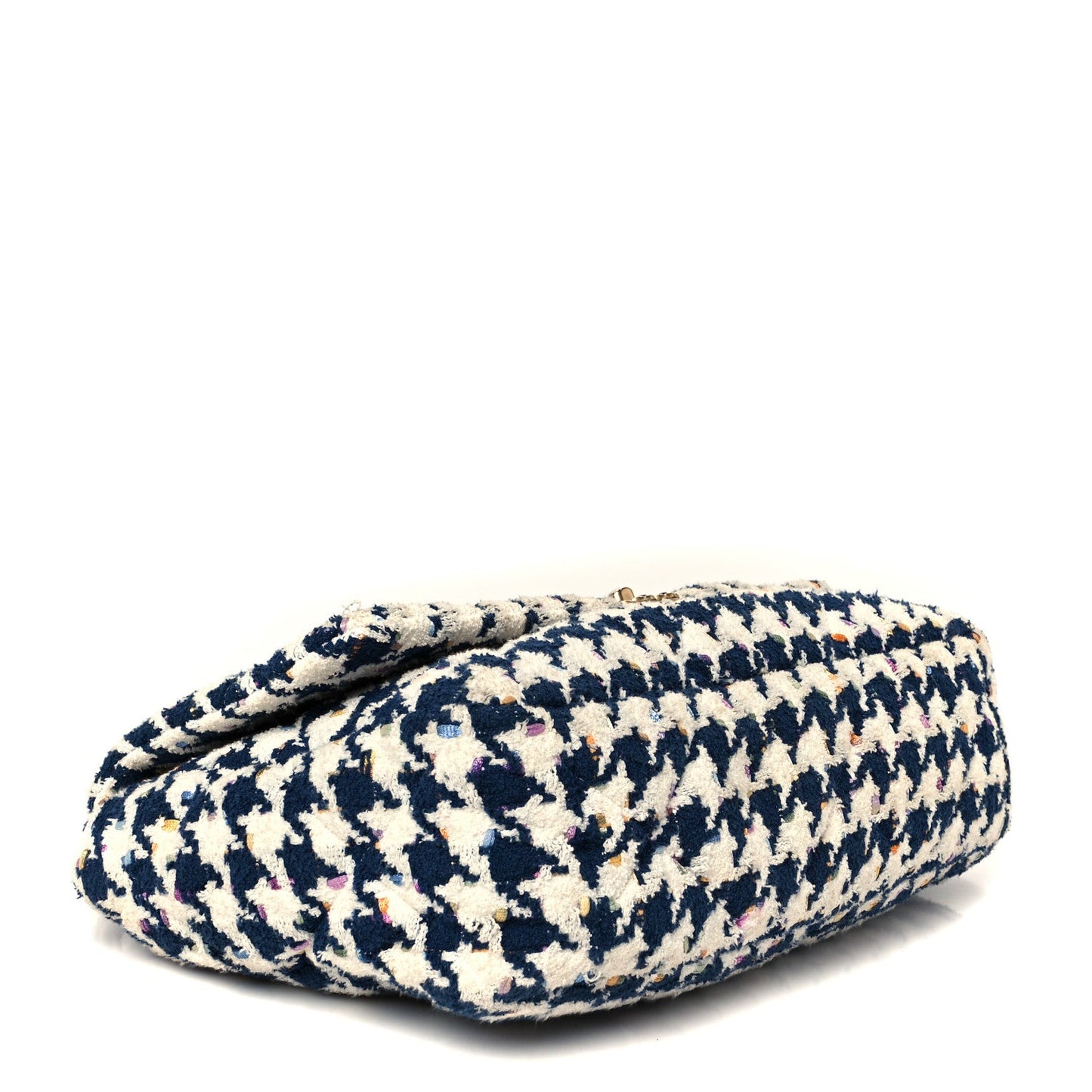 Tweed Quilted Maxi Chanel 19 Flap Ecru Navy Blue Multicolor