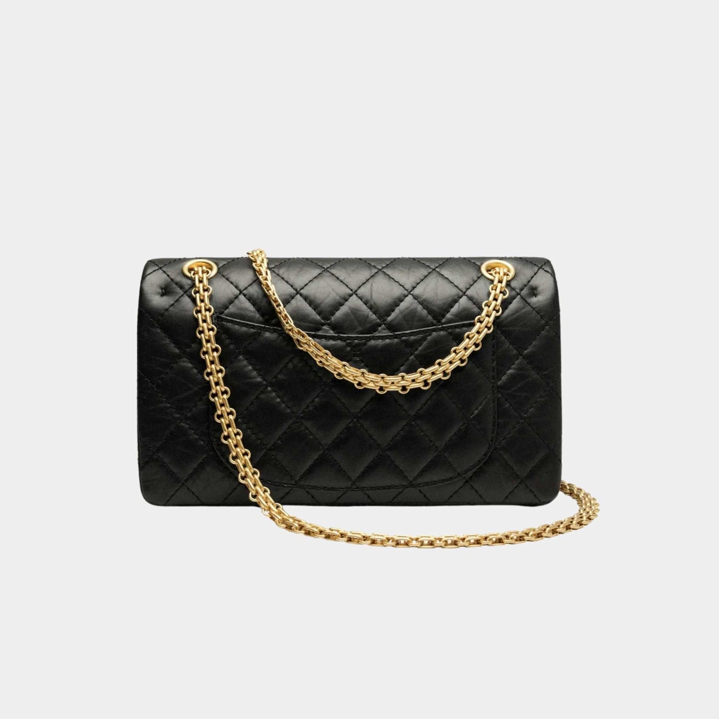 2.55 Handbag Aged Calfskin Gold Tone Metal Black