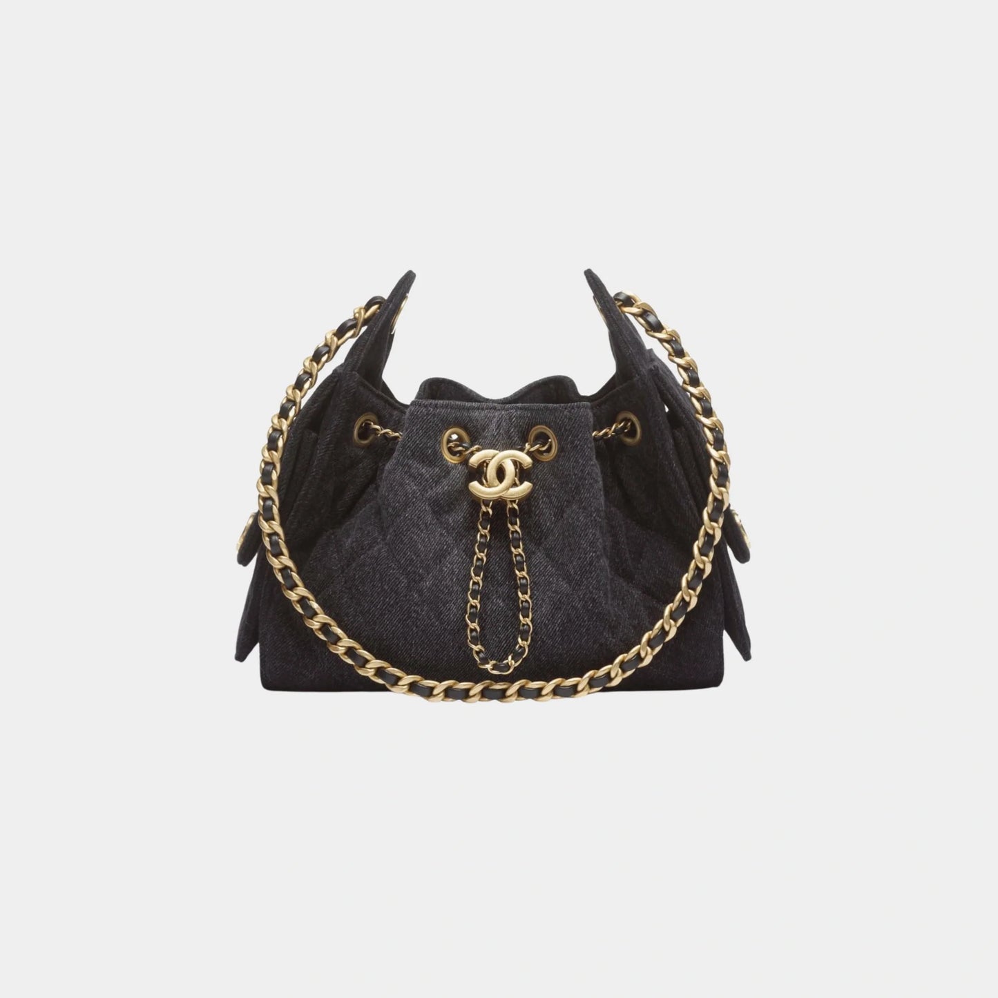 Chanel 25 Mini Handbag Washed Denim & Gold Tone Metal, Blue