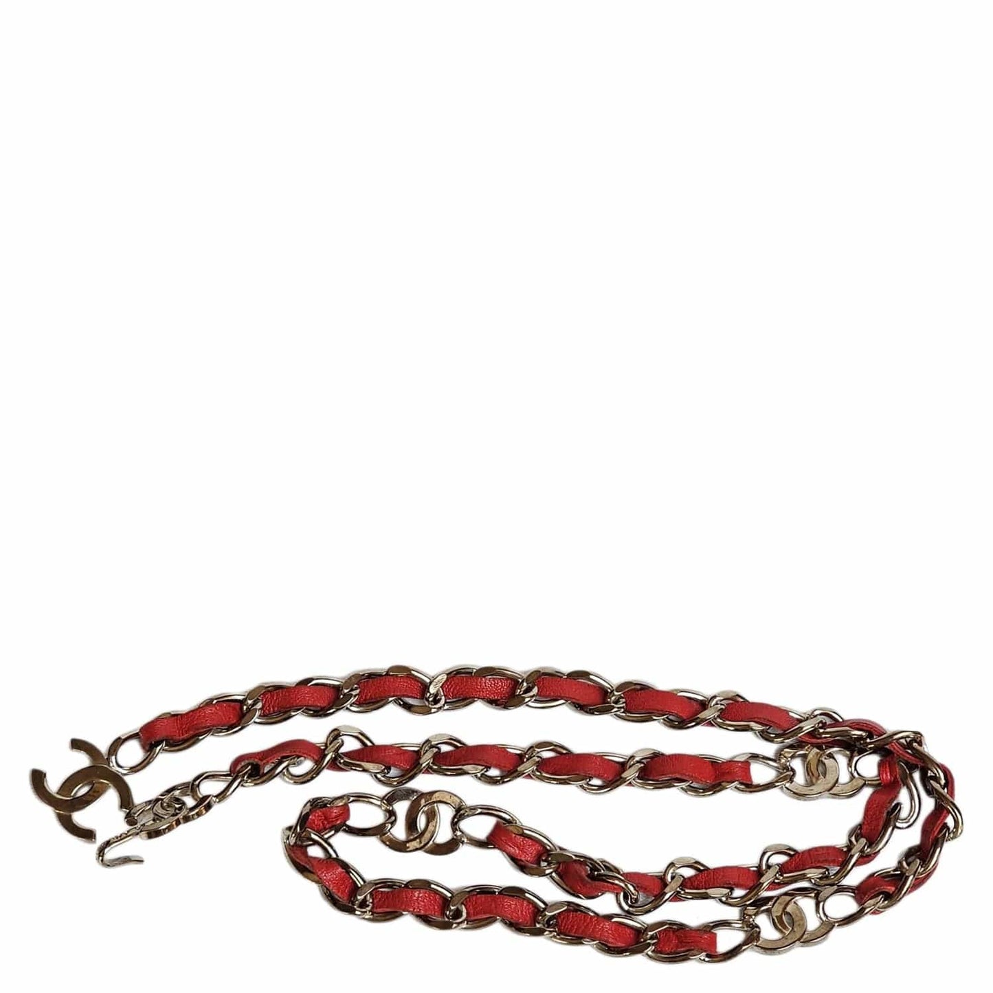 Chanel Belt Red Leather SHW 03129A