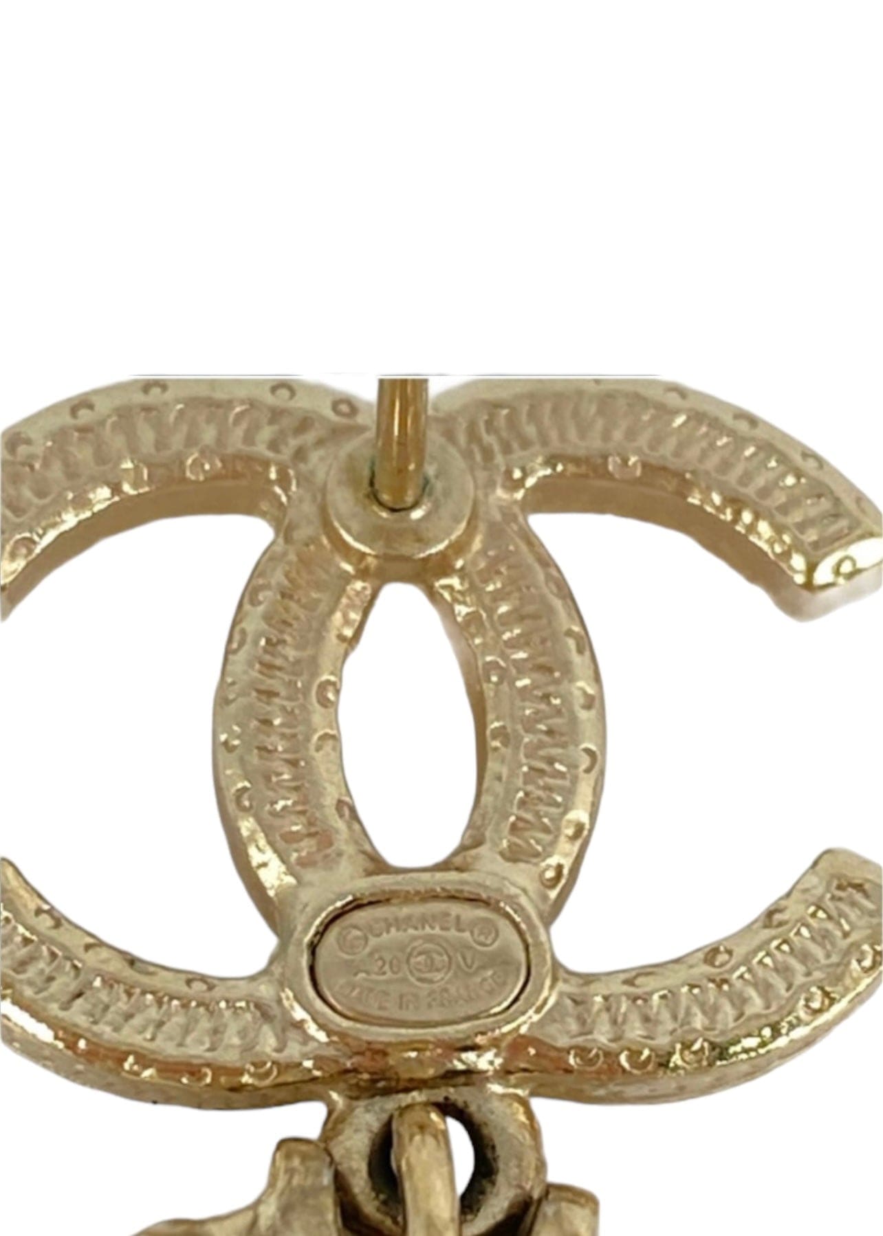 Chanel CC Dangle Hoop Earrings (Pierced) SKC1793