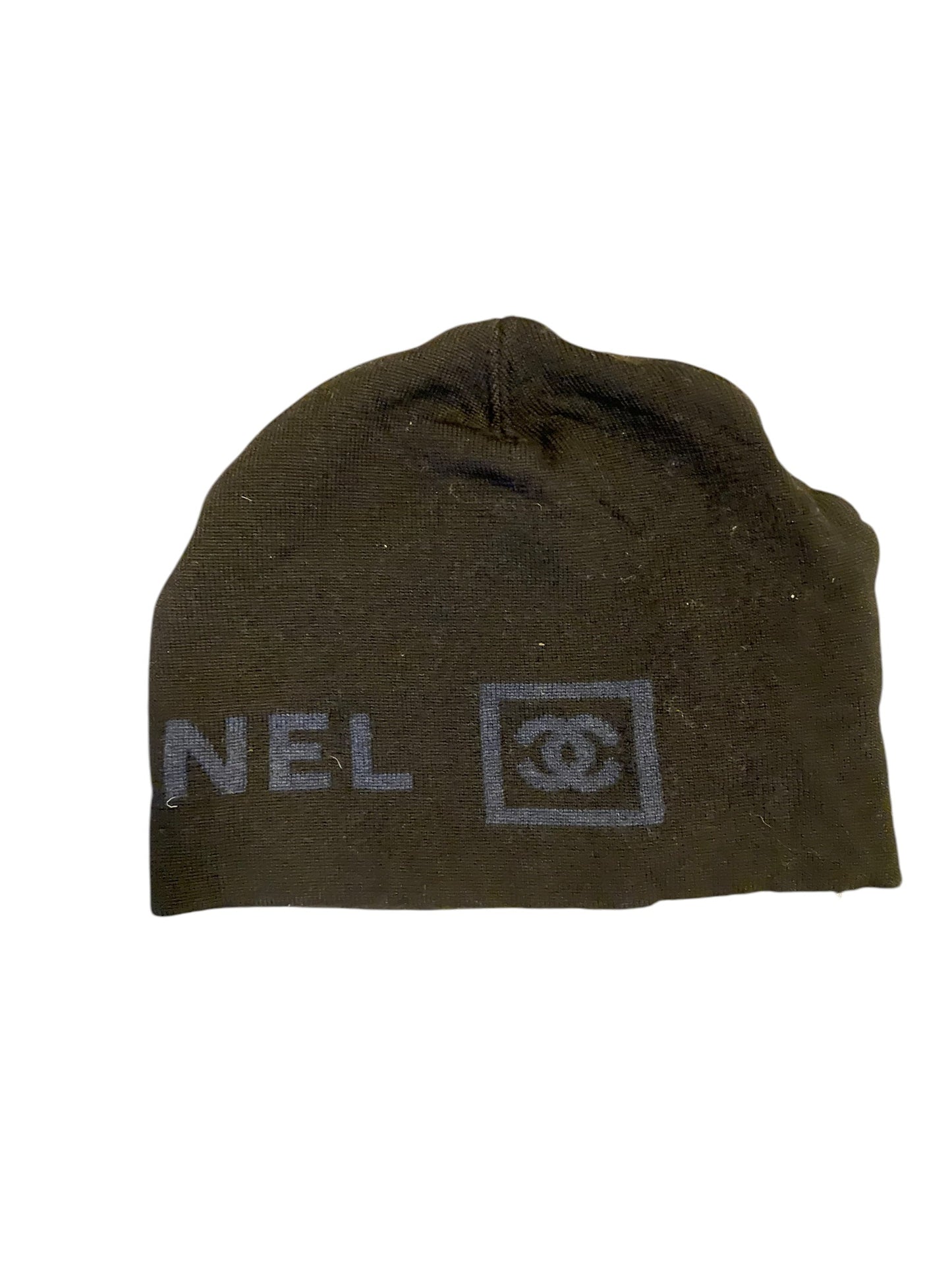 Chanel Logo Knit Beanie Black Dark Blue DXBK0101