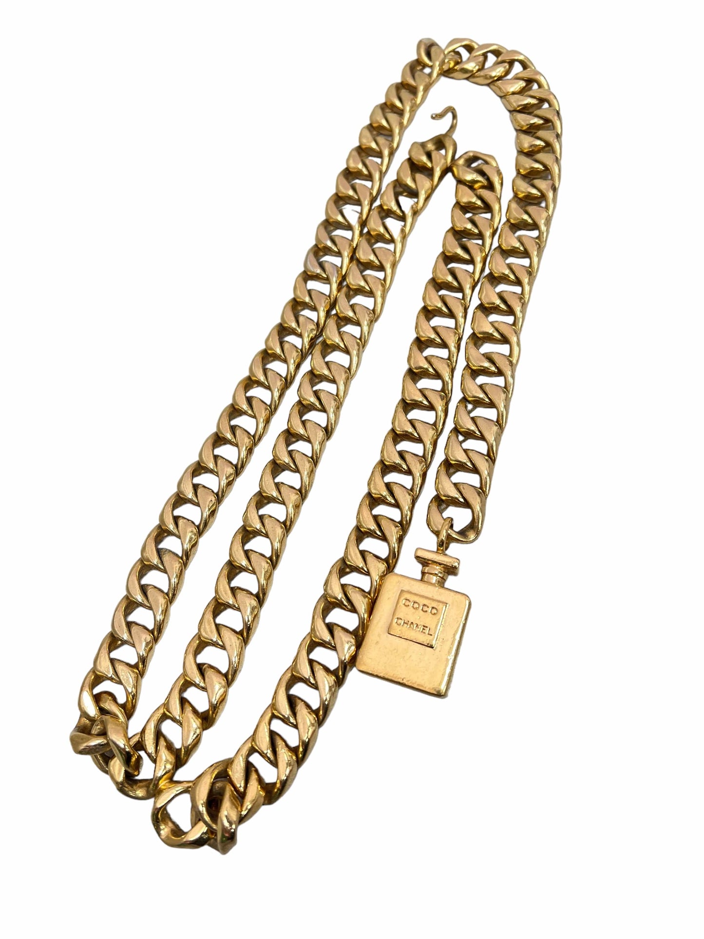Chanel Vintage Chain Drape Belt Coco Perfume Bottle 83cm SKC1842