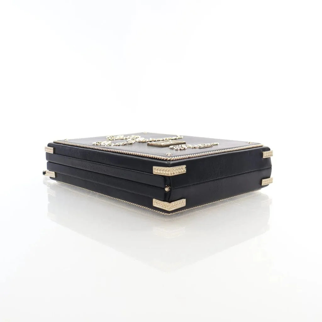 Chanel Black Lambskin Room Card Minaudiere Evening Bag L-03BKIN