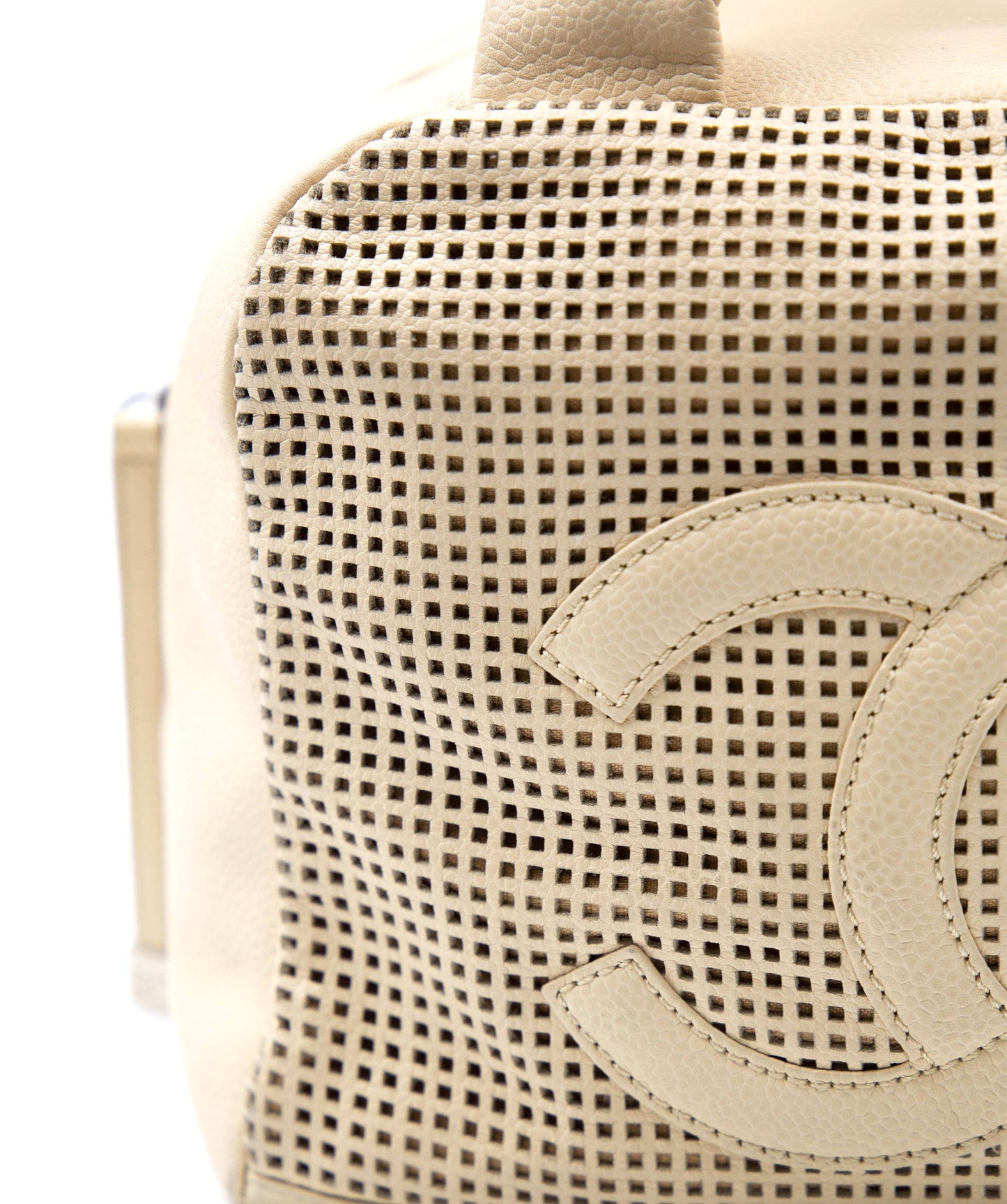 Chanel Cream Perforated Leather Bowling Bag - AGL2122