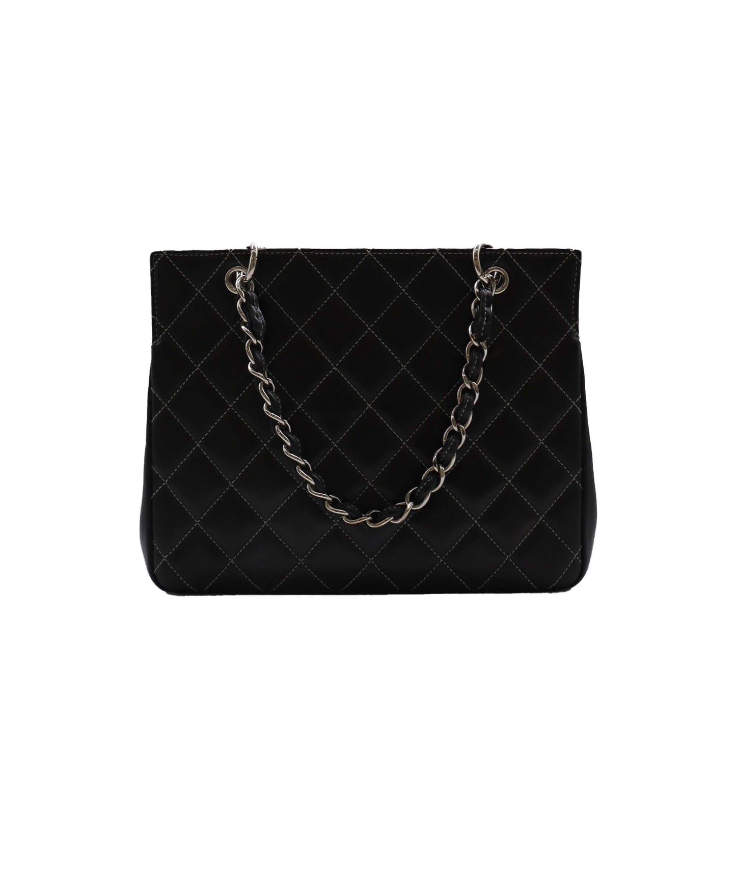 CHANEL VINTAGE MATELASSE CHAIN HAND BAG BLACK LAMB SKIN 90230698