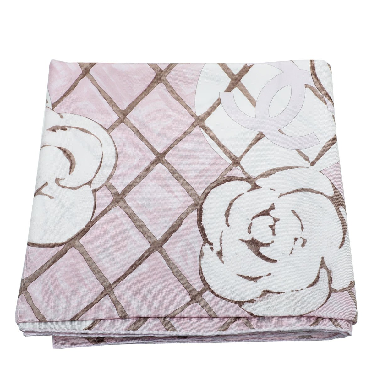 Chanel Bicolor CC Logo Camellia Quilted Silk Scarf