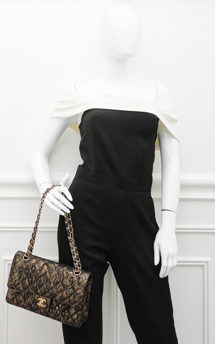 Chanel Bicolor Lace Metallic Flap Medium Bag