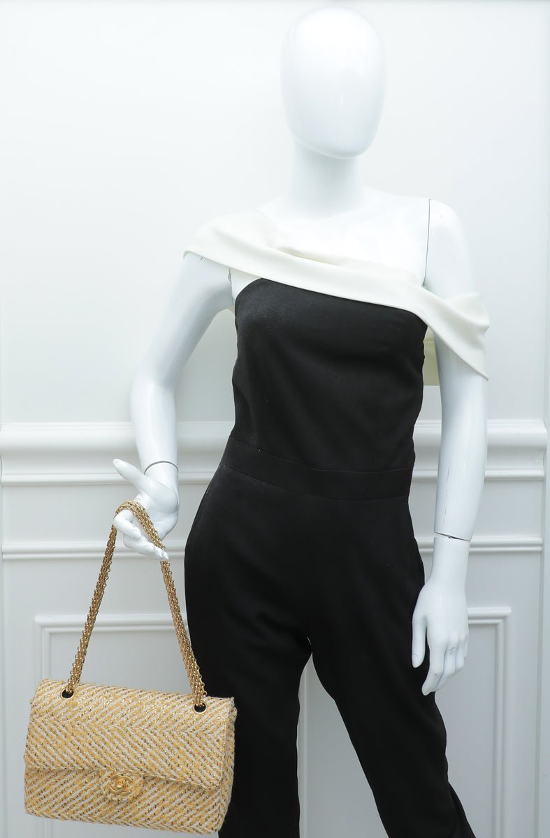 Chanel Bicolor Tweed Lame Mademoiselle Chain Flap Bag
