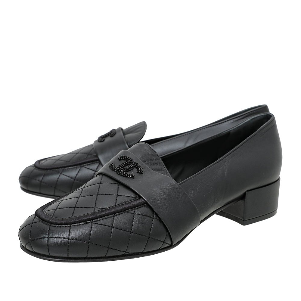 Chanel Black CC Beaded Loafer 38.5
