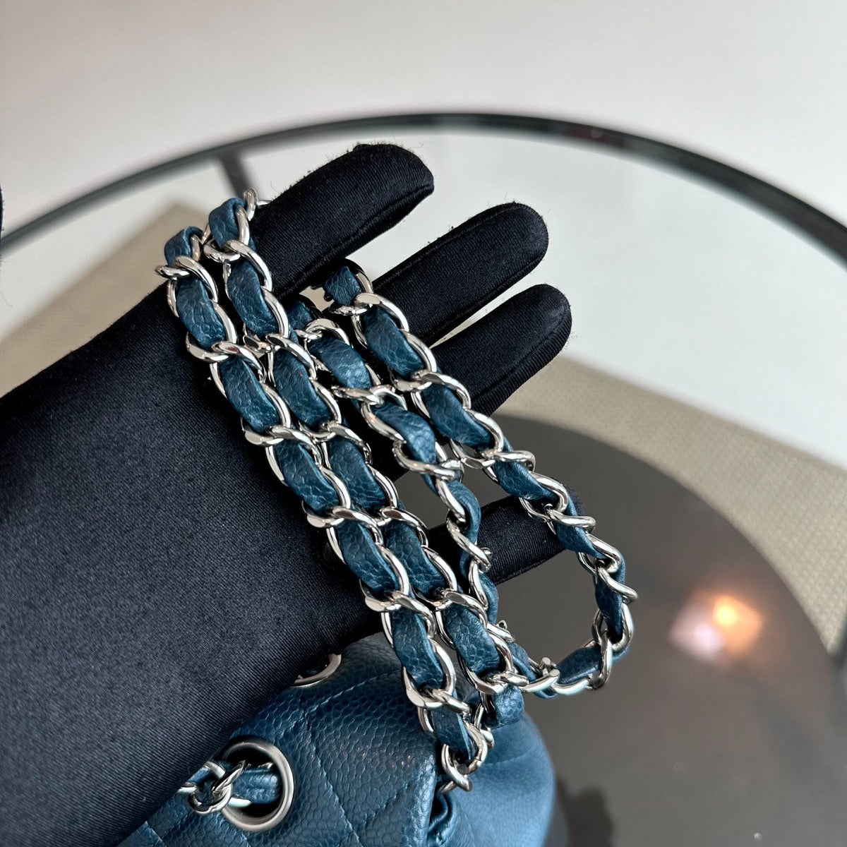 Caviar Quilted Dark Blue SHW No 20