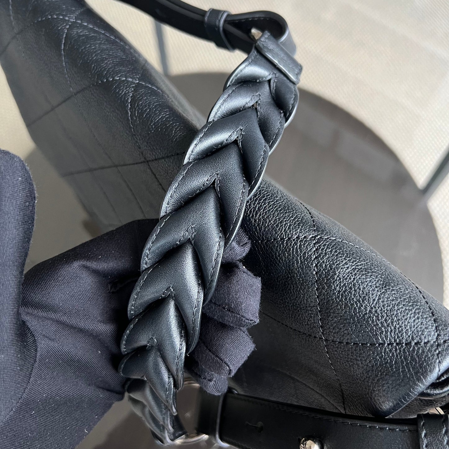 Caviar Seasonal Flap Braided With Style Quilted Grained Calfskin Black Silver Hardware Series 25