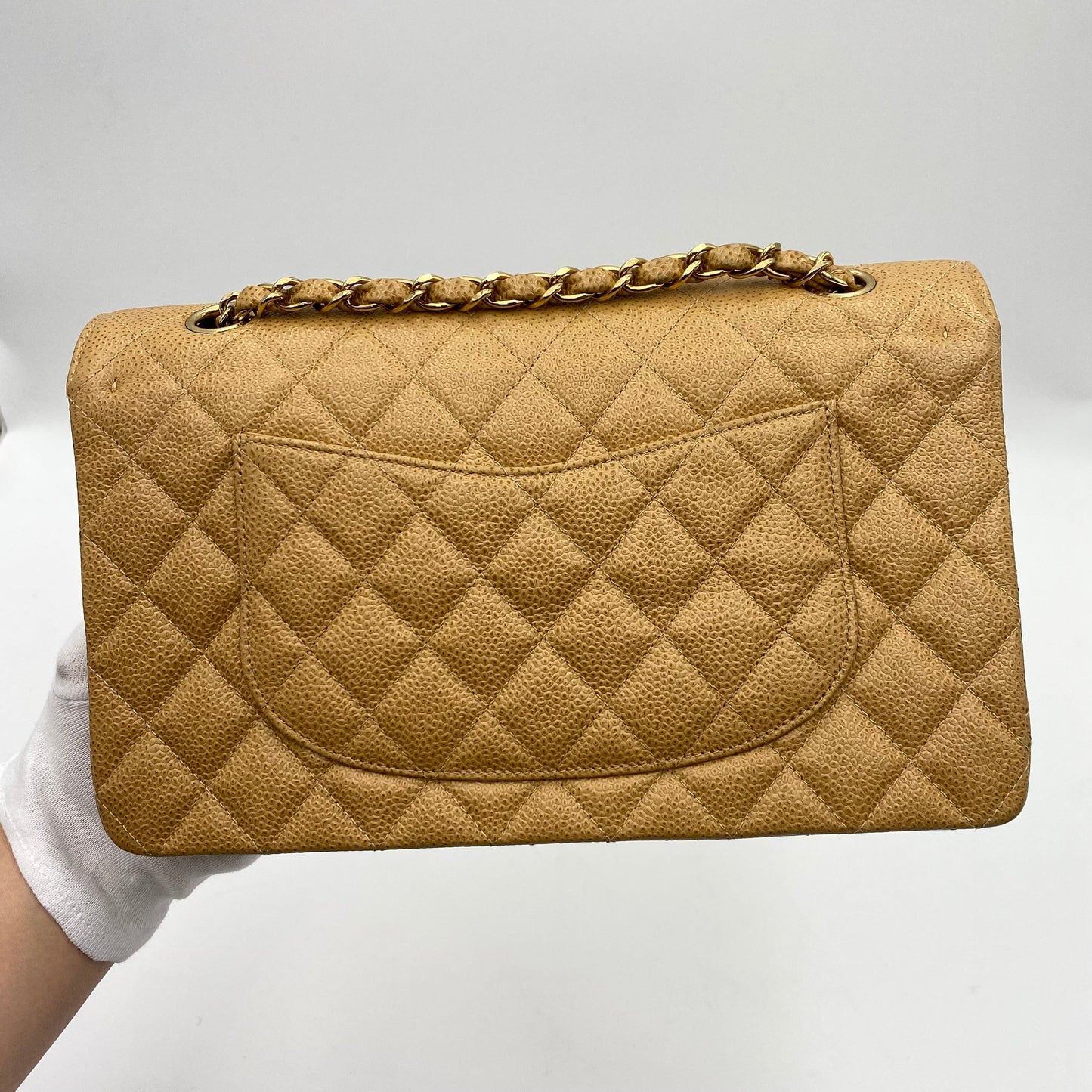 Chanel Vintage Classic Flap Medium Beige Caviar GHW #7 90223307