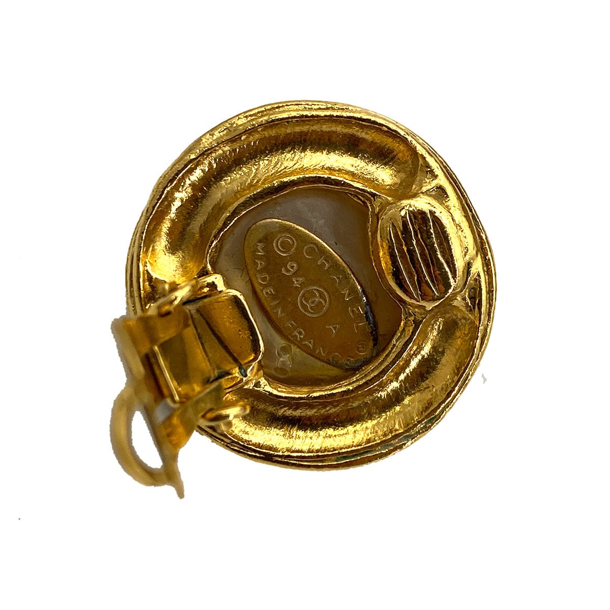 BROKEN - CHANEL VINTAGE EARRINGS ROUND COCOMARK PEARL ACCESSORY 94A 90256941