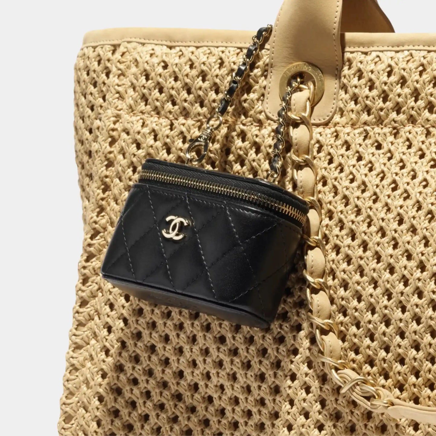 Classic Mini Bag Charm in Black Lambskin