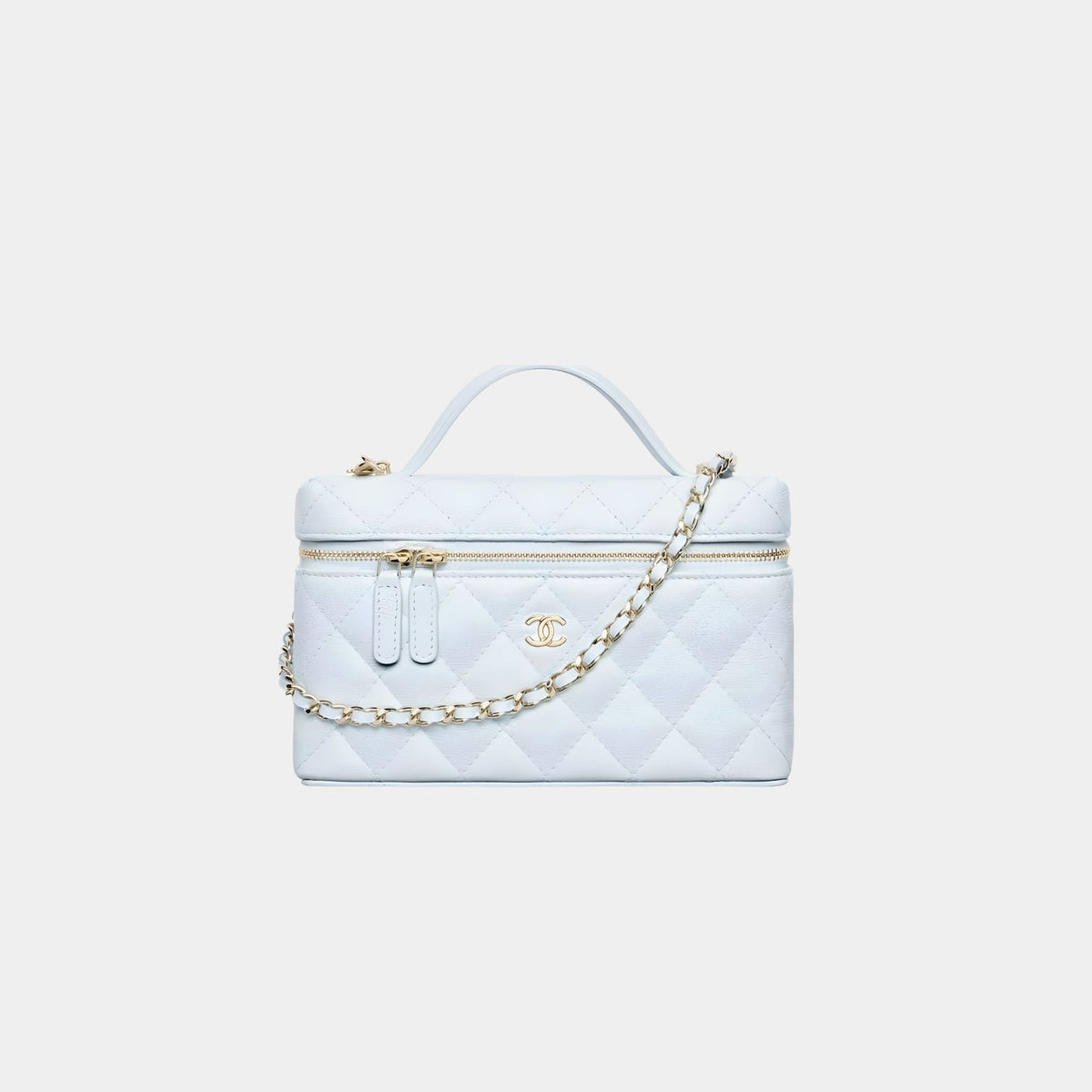 Chanel Classic Vanity with Chain in Grained Shiny Calfskin, Light Blue