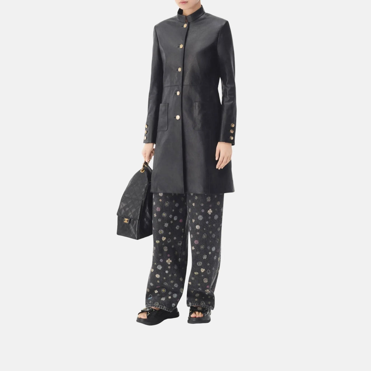 Coat in Black Lambskin