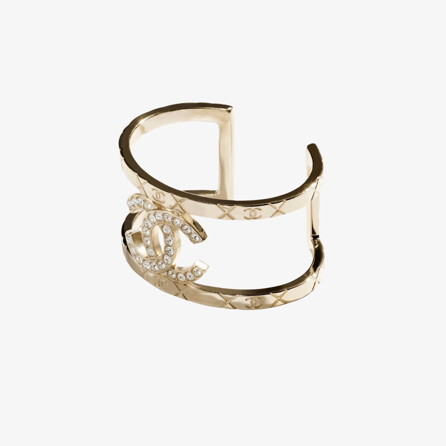 Cuff Metal And Diamonds Gold Crystal