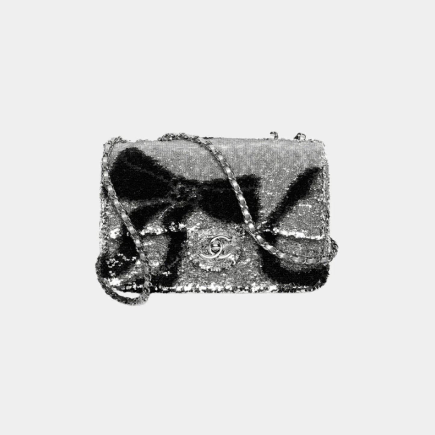 Flap Bag in Quilted Gradient Sequins and Ruthenium