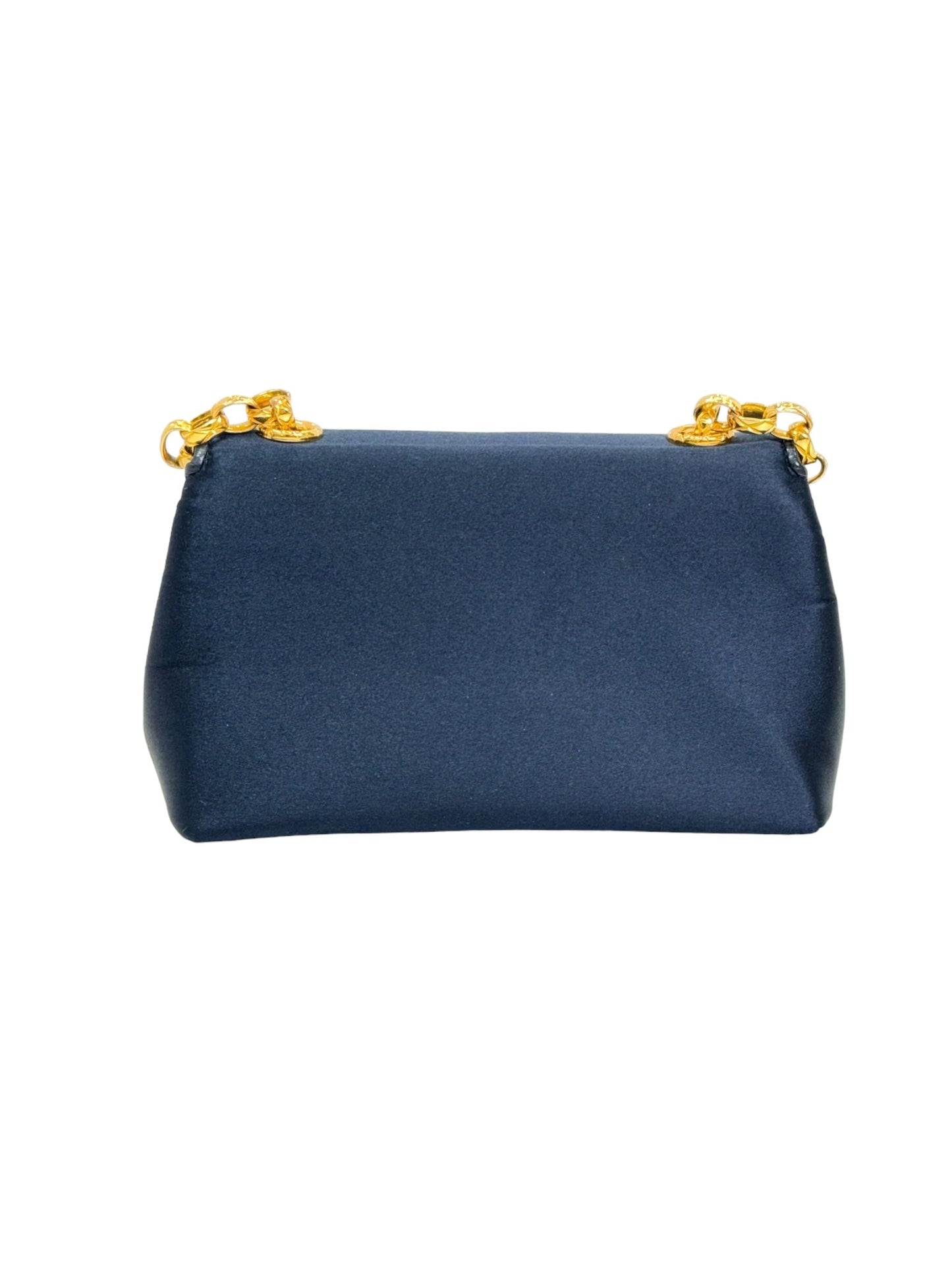 Chanel Blue Silk Vintage Chain with Gripoix Detail Bag