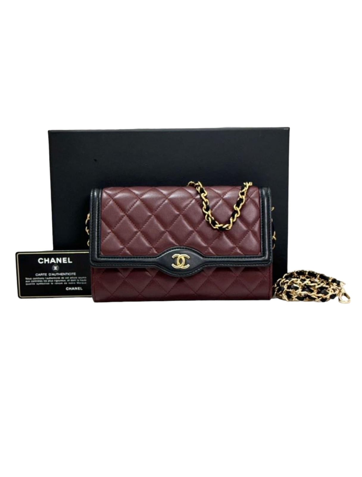 Chanel WOC Two tone Burgandy & Black Bag