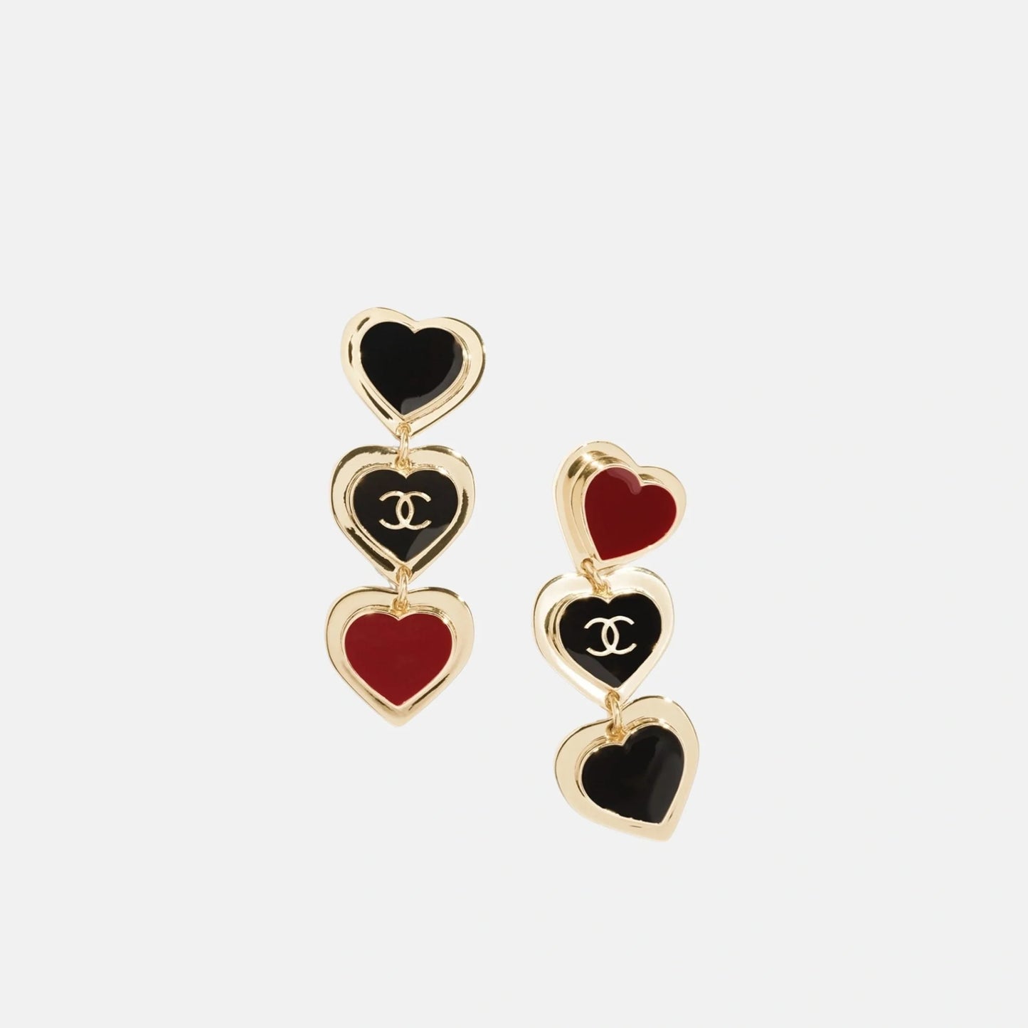 Heart Shaped Pendant Earrings with Three Motifs