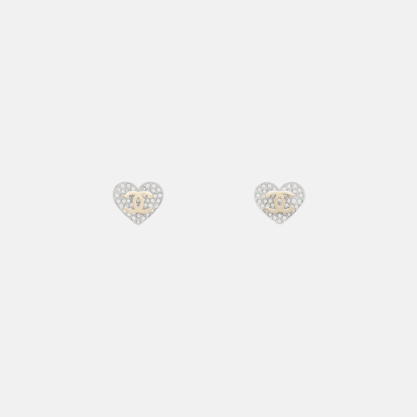 Heart Shaped Stud Earrings in Metal and Diamantes