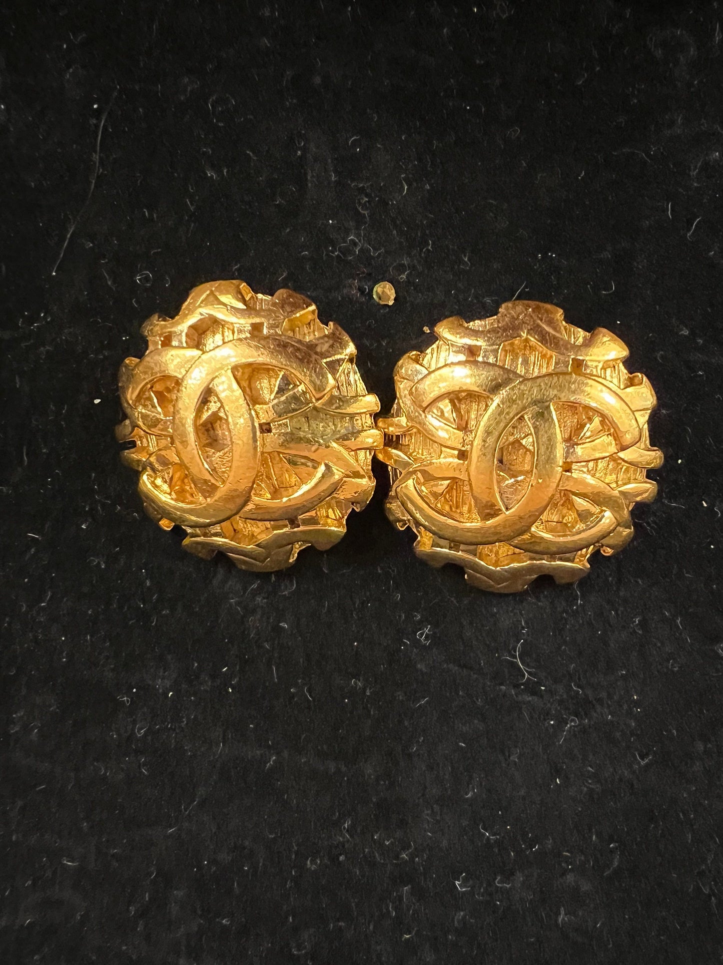Chanel 24k Gold Gilded CC Earrings ALEP083