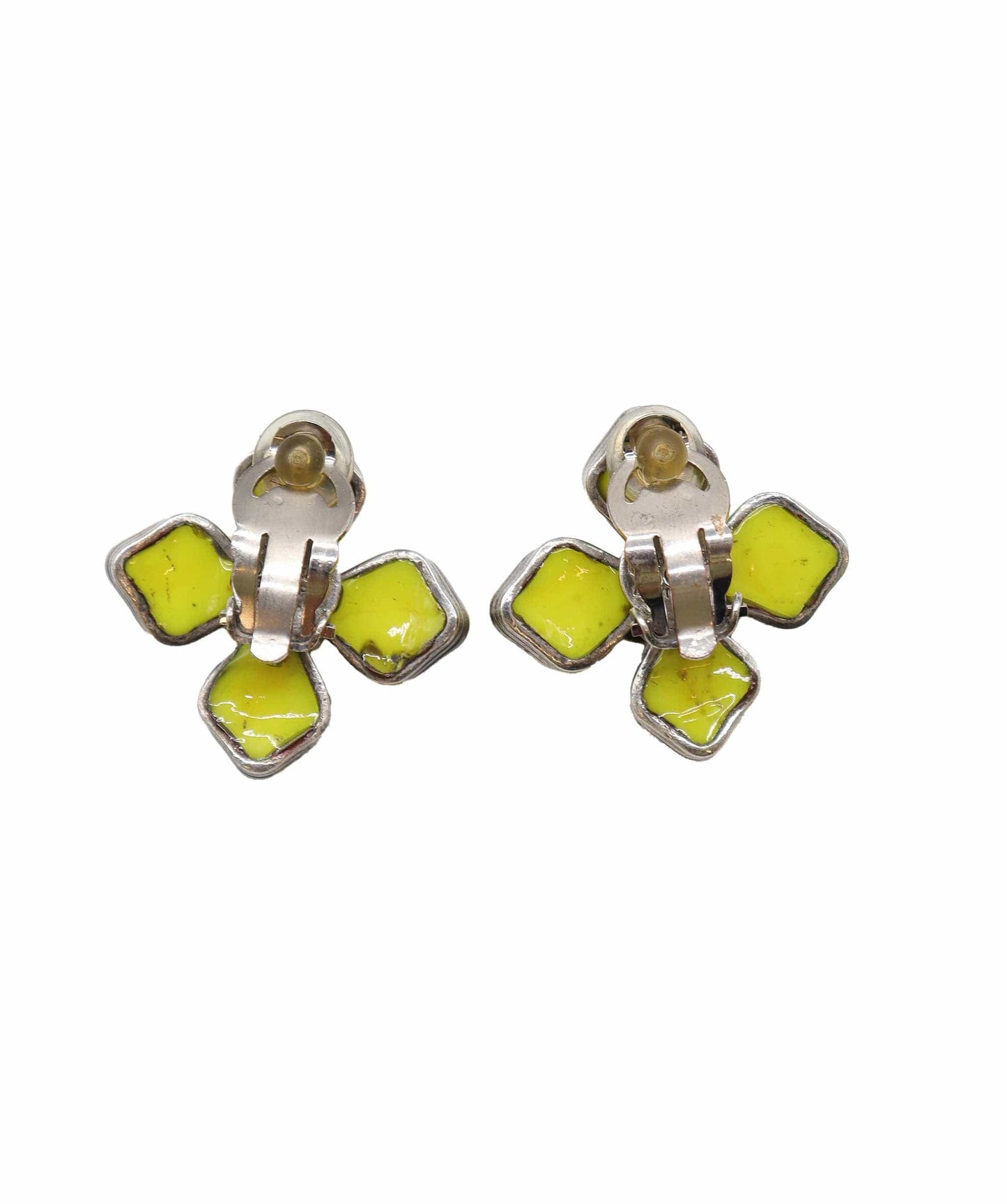 CHANEL VINTAGE EARRINGS FLOWER YELLOW ACCESSORY 96P DXBS2265
