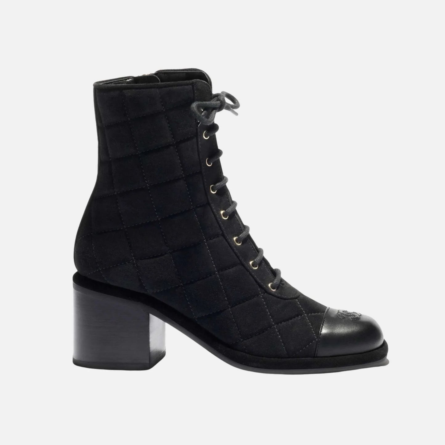 Chanel Lace Up Shoes in Velvet Calfskin and Calfskin