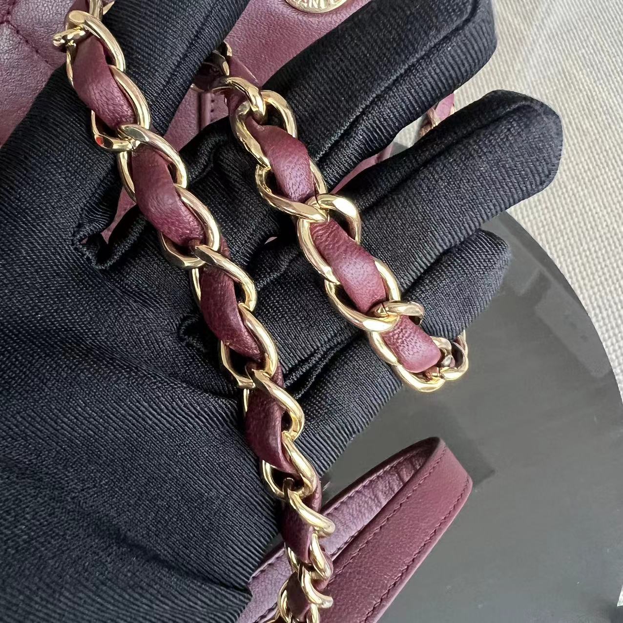 Mademoiselle Seasonal Flap Jumbo Quilted Lambskin Burgundy Golden Hardware Series 23
