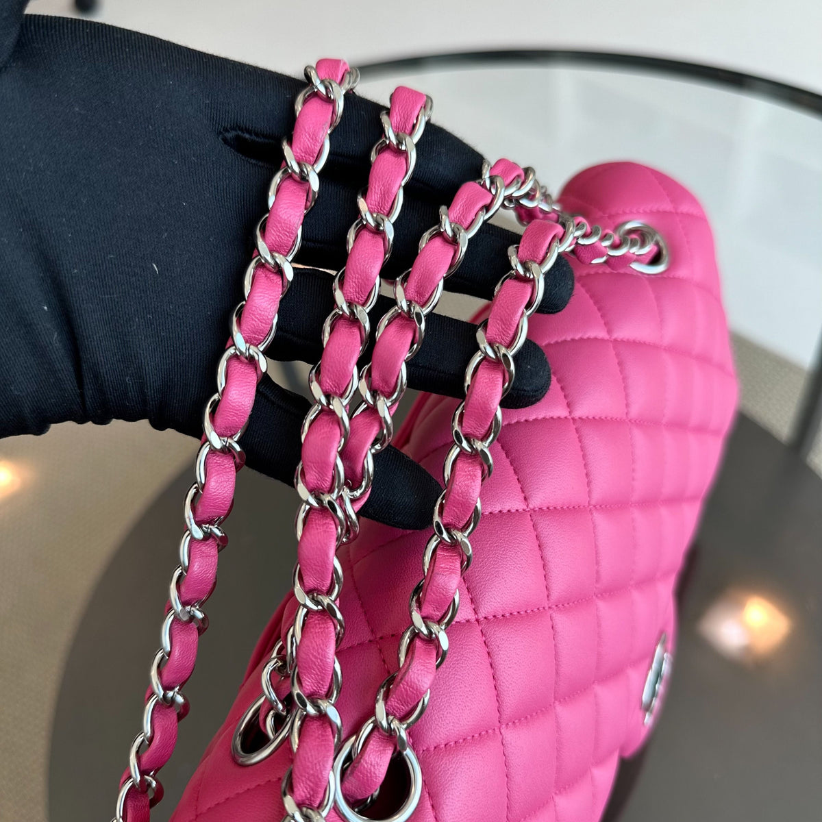 Lambskin Quilted Hot Pink SHW No 19