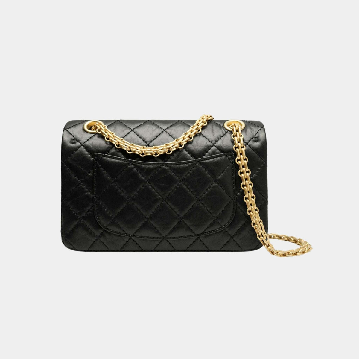 Mini 2.55 Handbag Aged Calfskin Gold Tone Metal Black