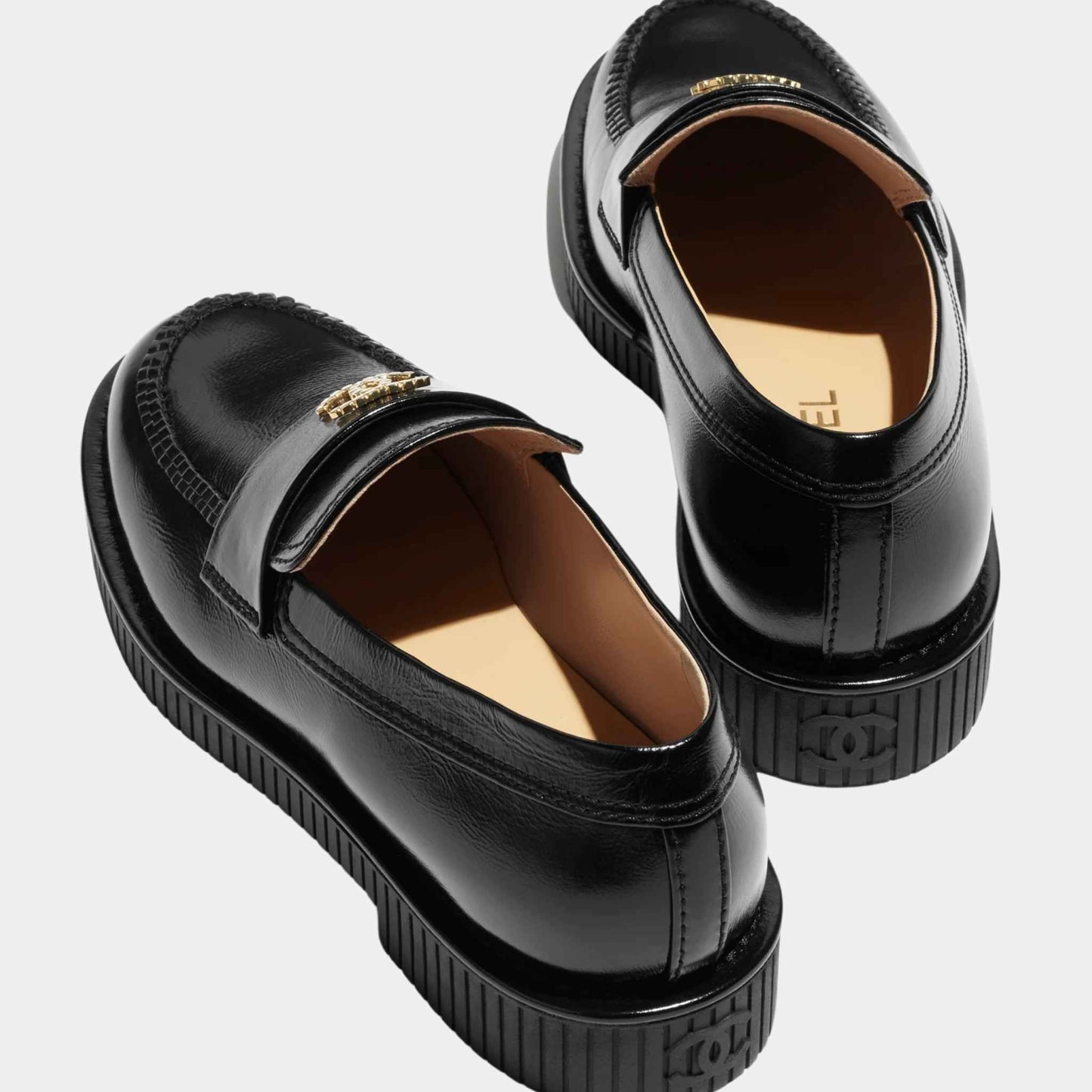 Moccasins Shiny Crumpled Calfskin Black