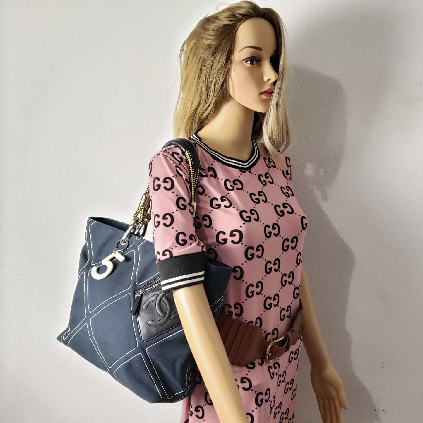 Chanel Navy Blue Canvas Tote Bag