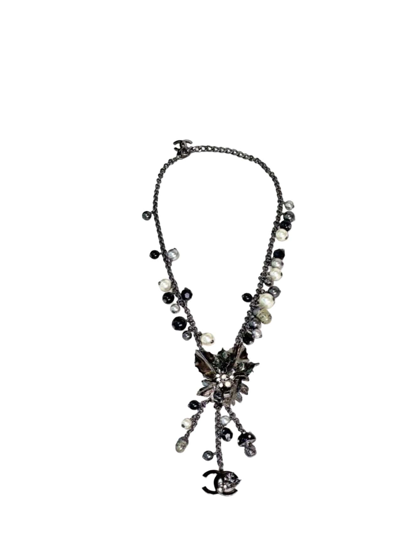 Chanel Black Flower Necklace