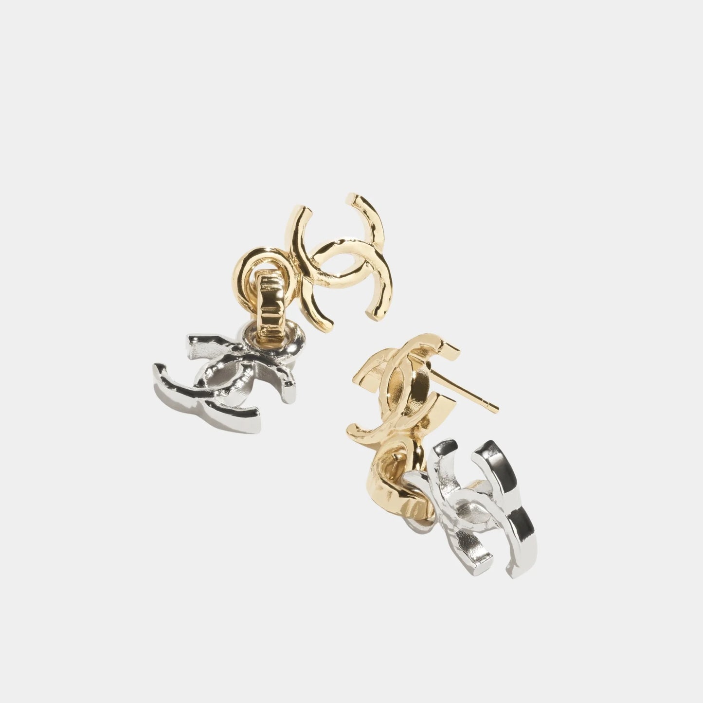 Pendant Earrings in Gold & Silver Metal