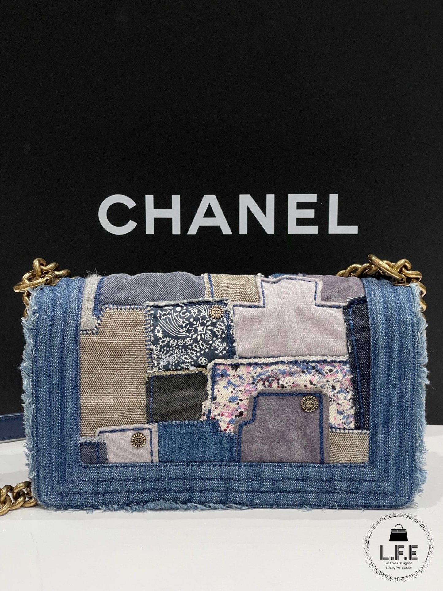 Chanel - Sac Boy medium denim patchwork