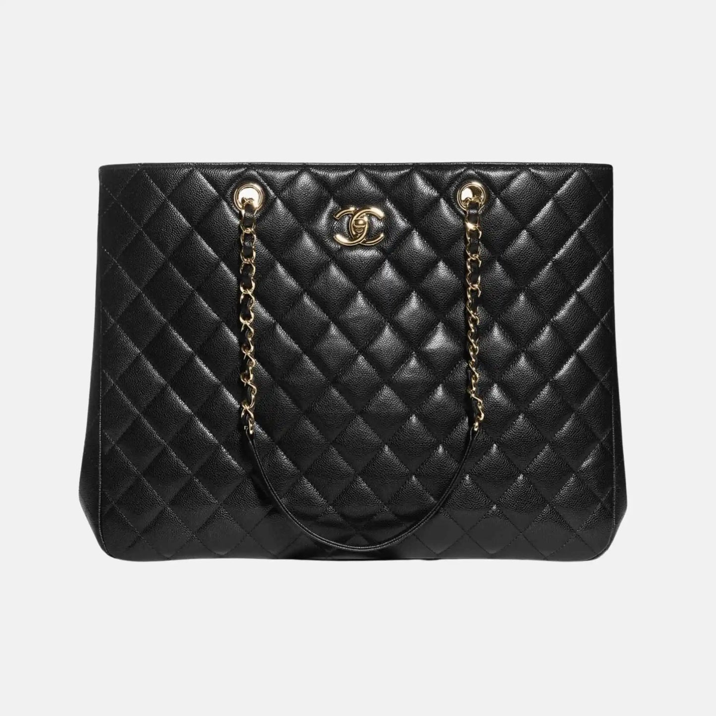 Small Classic Shopping Bag In Grained Calfskin And Gold Tone