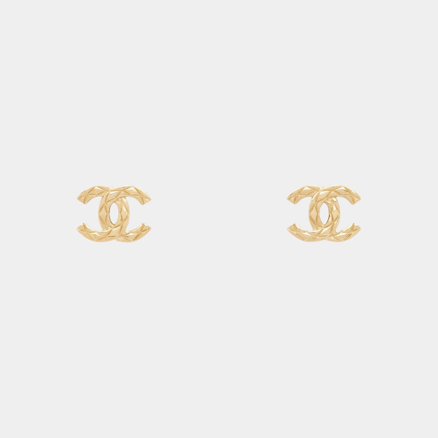 Stud Embossed CC Earrings Metal Gold
