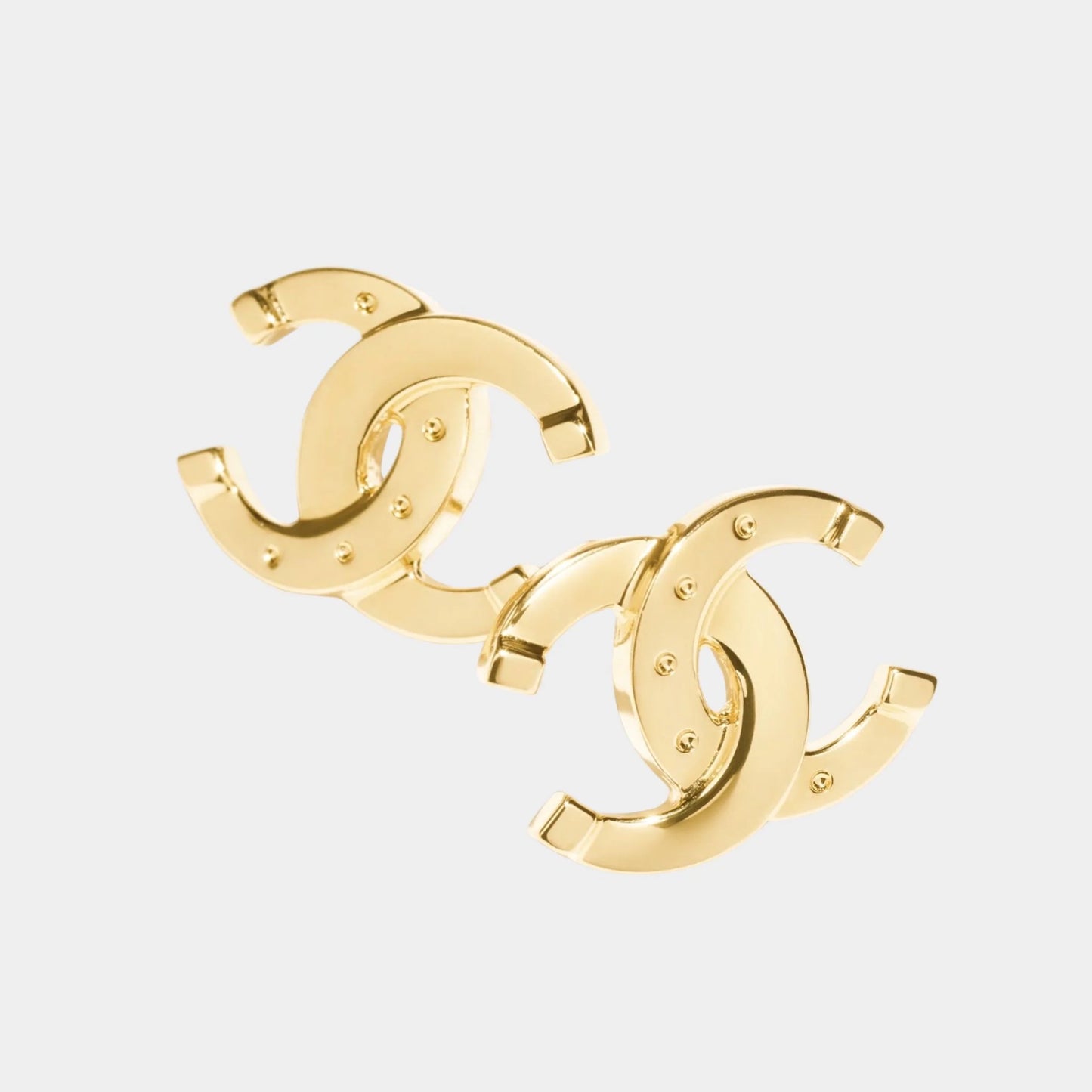Studs Rivets CC Earrings Metal Gold