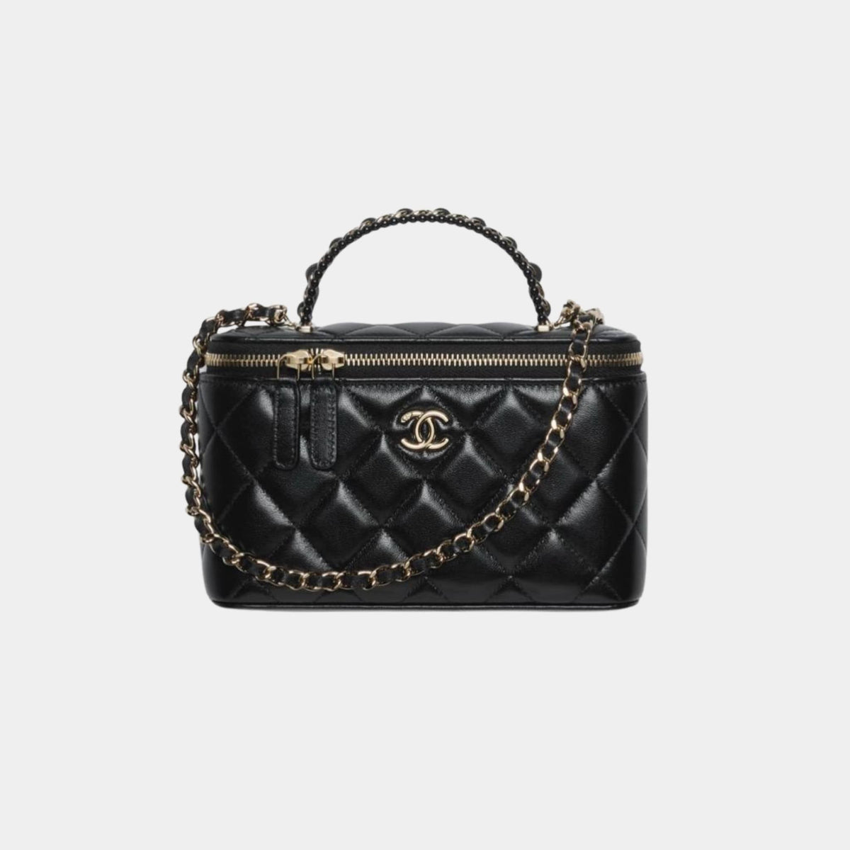 Vanity with Chain in Lambskin and Imitation Pearls