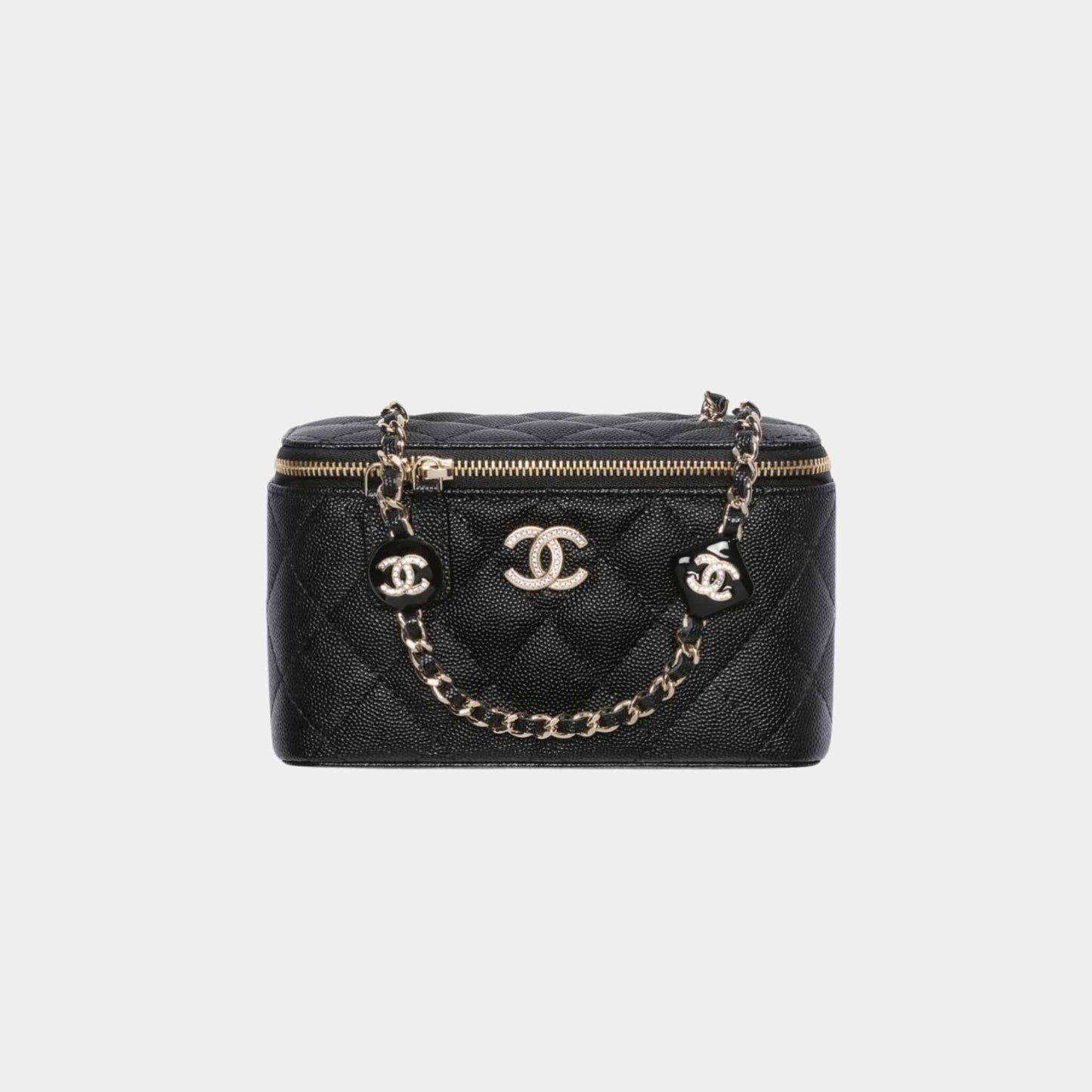 Vanity with Chain in Shiny Grained Calfskin and Enamel