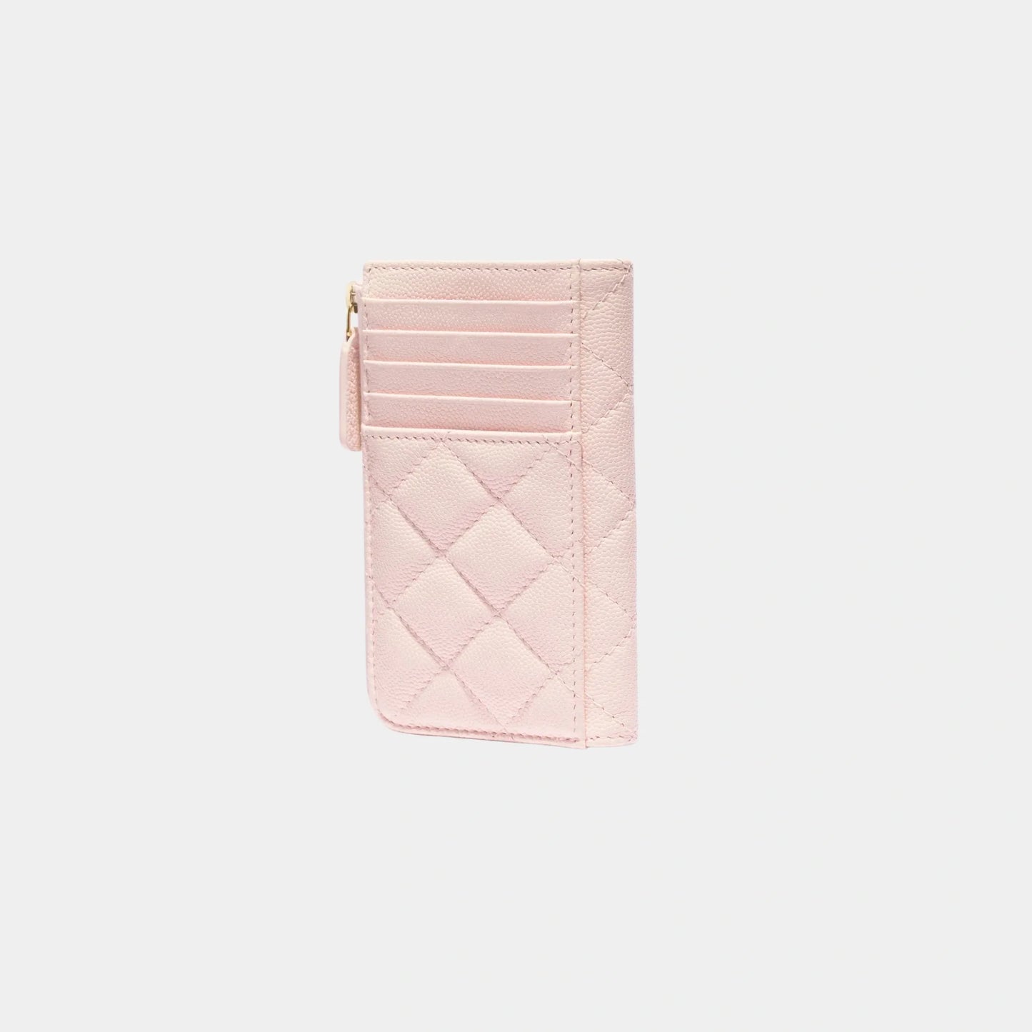 Zipped Card Holder in Grained Shiny Calfskin