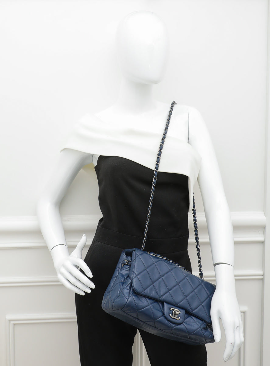 Chanel Blue CC Accordion Aged Flap Bag